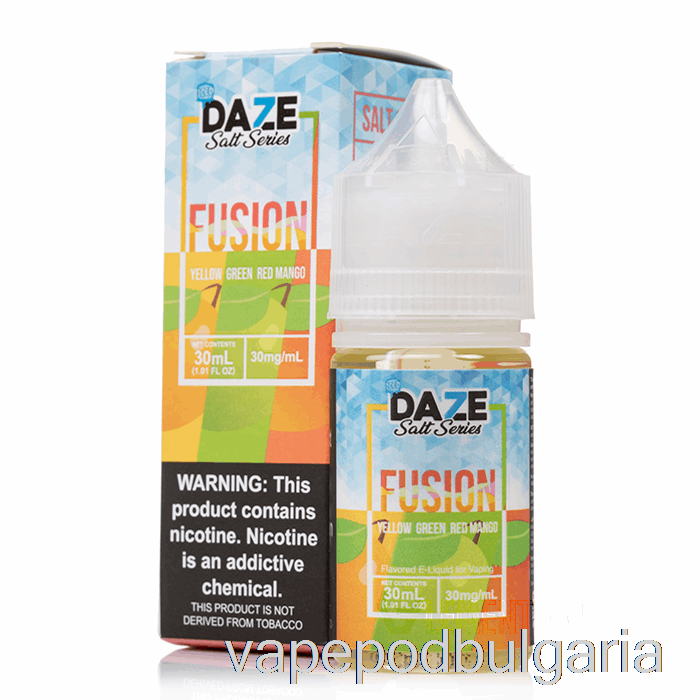 Vape 10000 Дръпки Iced Yellow Green Red Mango - 7 Daze Fusion сол - 30ml 30mg